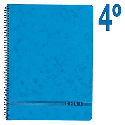 Cuaderno, 4º, liso, 80 hojas, cubierta blanda cartón, azul