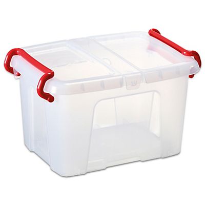 Staples Caja de almacenamiento de plástico con tapa apilable transparente 0,4 l