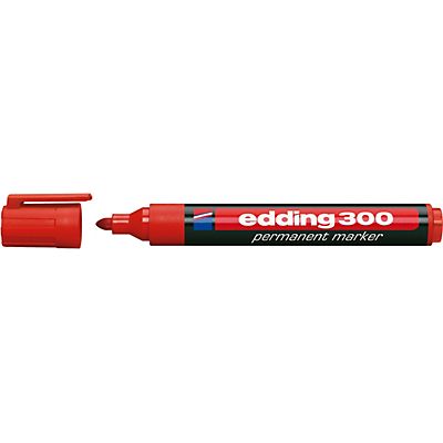 edding 300 Marcador permanente, punta ojival, 1,5-3 mm, rojo