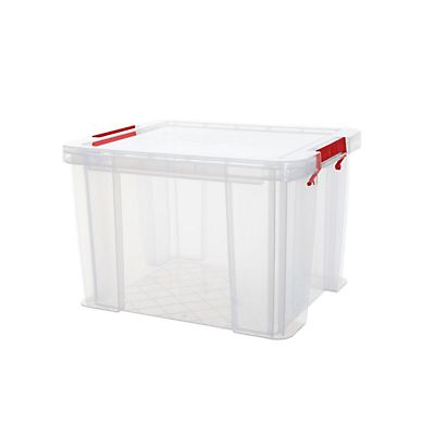 Caja de almacenamiento de plástico con tapa apilable transparente 36 l